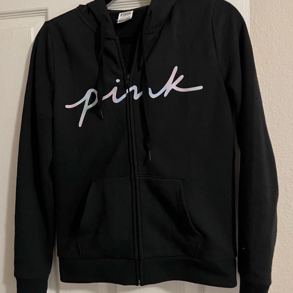 VS Pink zip up fleece hoodie size small (like new worn once)